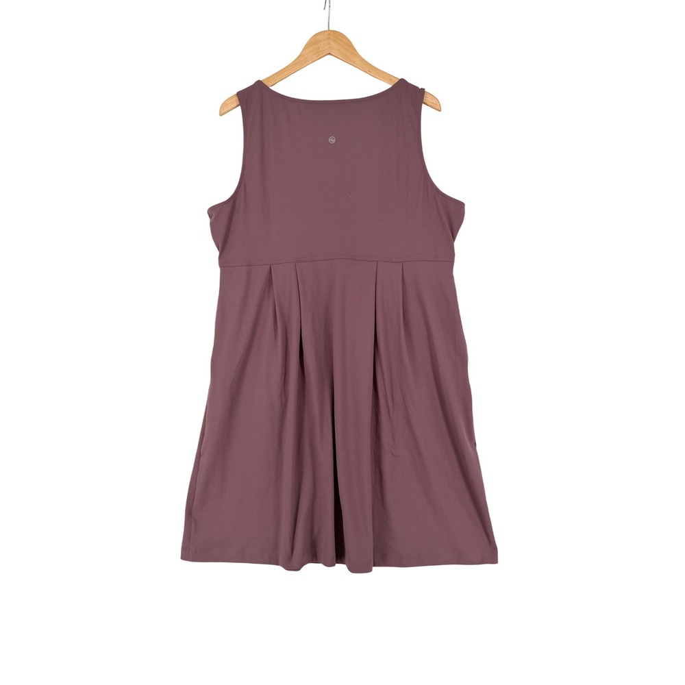Eddie Bauer Womens XL Plum Purple Sleeveless Faux Wrap Empire Waist Pocket Dress - Picture 2 of 8